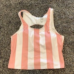 Kortni jeane white and pinked striped top!